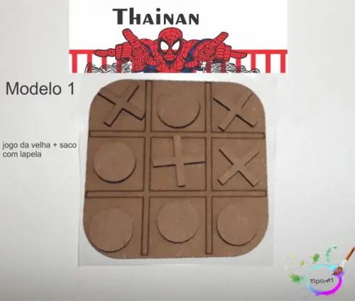 Jogo da Velha-cortado a Laser,sem Pintura-saco e Lapela