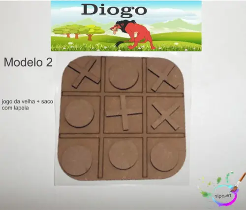 Jogo da Velha-cortado a Laser,sem Pintura-saco e Lapela