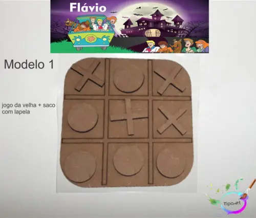 Jogo da Velha-cortado a Laser,sem Pintura-saco e Lapela