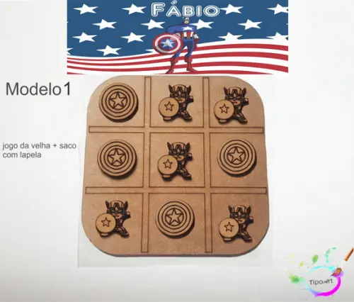 Jogo da Velha-cortado a Laser,sem Pintura-saco e Lapela