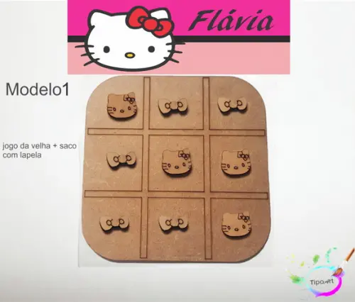 Jogo da Velha-cortado a Laser,sem Pintura-saco e Lapela