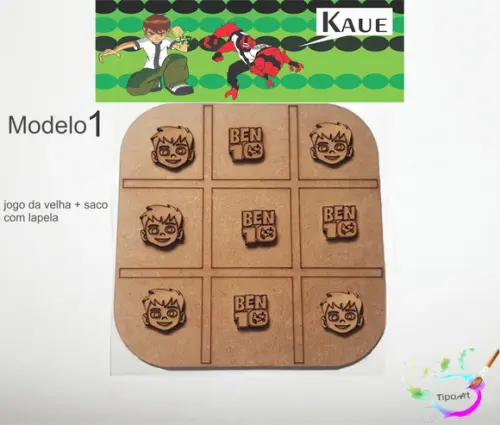 Jogo da Velha-cortado a Laser,sem Pintura-saco e Lapela