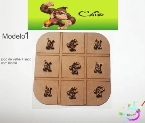 Jogo da Velha-cortado a Laser,sem Pintura-saco e Lapela