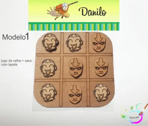Jogo da Velha-cortado a Laser,sem Pintura-saco e Lapela