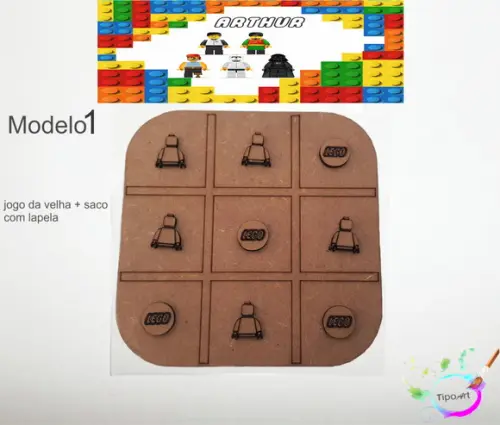 Jogo da Velha-cortado a Laser,sem Pintura-saco e Lapela