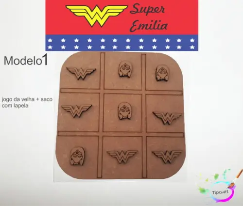 Jogo da Velha-cortado a Laser,sem Pintura-saco e Lapela