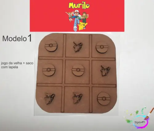 Jogo da Velha-cortado a Laser,sem Pintura-saco e Lapela
