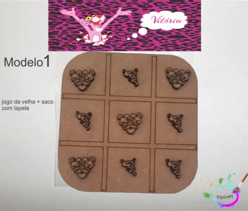 Jogo da Velha-cortado a Laser,sem Pintura-saco e Lapela