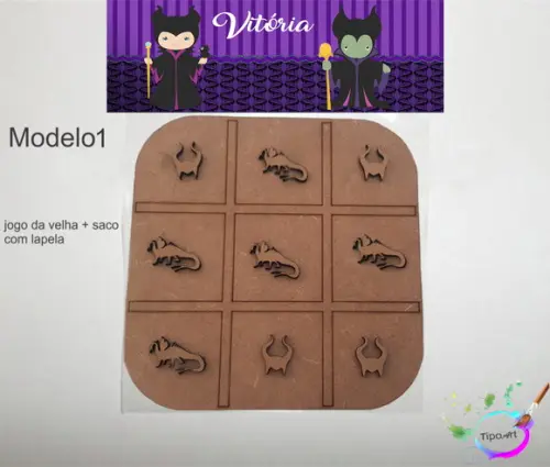 Jogo da Velha-cortado a Laser,sem Pintura-saco e Lapela