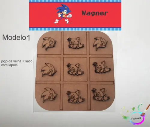 Jogo da Velha-cortado a Laser,sem Pintura-saco e Lapela