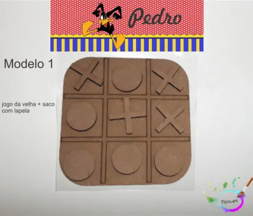 Jogo da Velha-cortado a Laser,sem Pintura-saco e Lapela