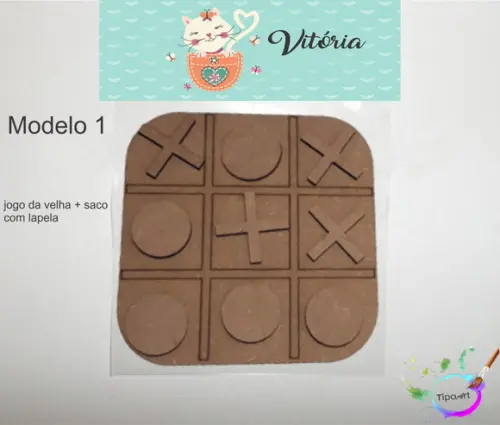 Jogo da Velha-cortado a Laser,sem Pintura-saco e Lapela