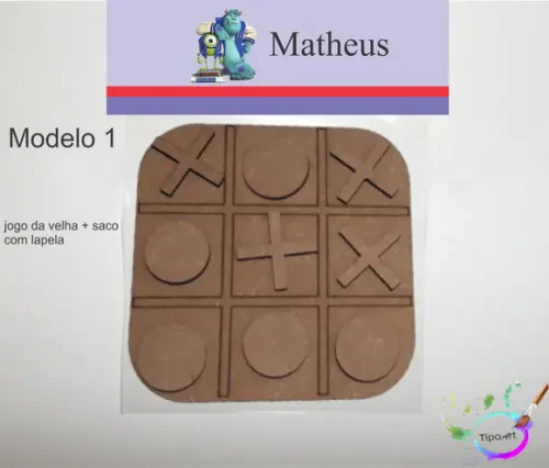 Jogo da Velha-cortado a Laser,sem Pintura-saco e Lapela