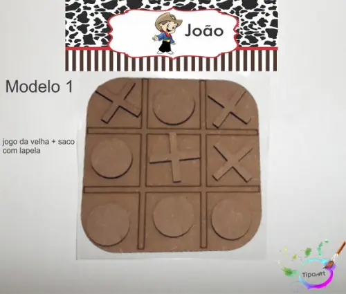 Jogo da Velha-cortado a Laser,sem Pintura-saco e Lapela