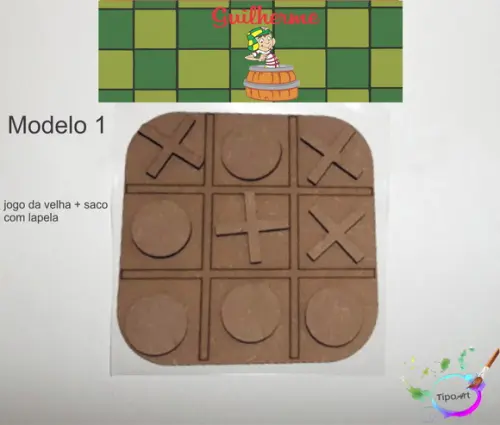 Jogo da Velha-cortado a Laser,sem Pintura-saco e Lapela