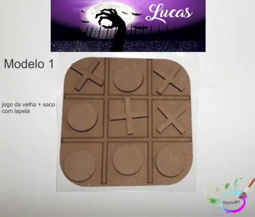 Jogo da Velha-cortado a Laser,sem Pintura-saco e Lapela