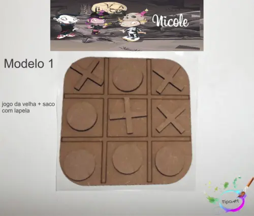 Jogo da Velha-cortado a Laser,sem Pintura-saco e Lapela