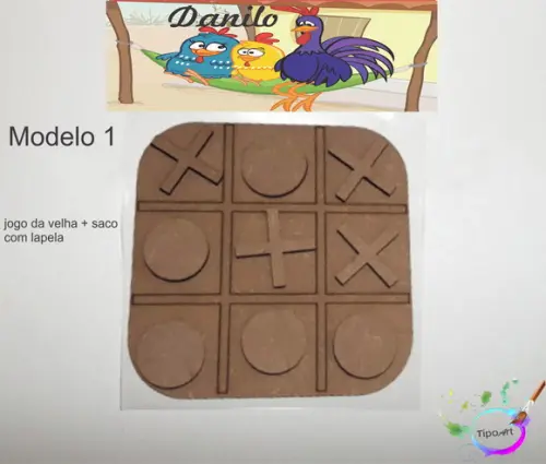 Jogo da Velha-cortado a Laser,sem Pintura-saco e Lapela