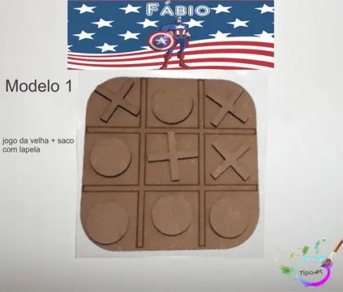 Jogo da Velha-cortado a Laser,sem Pintura-saco e Lapela