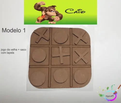 Jogo da Velha-cortado a Laser,sem Pintura-saco e Lapela