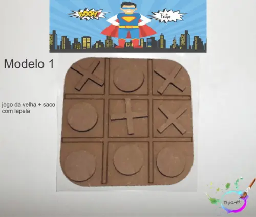 Jogo da Velha-cortado a Laser,sem Pintura-saco e Lapela