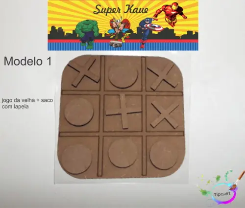 Jogo da Velha-cortado a Laser,sem Pintura-saco e Lapela