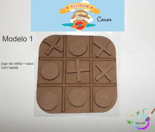 Jogo da Velha-cortado a Laser,sem Pintura-saco e Lapela