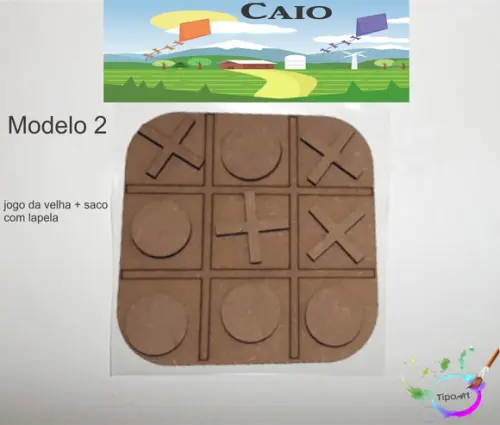 Jogo da Velha-cortado a Laser,sem Pintura-saco e Lapela