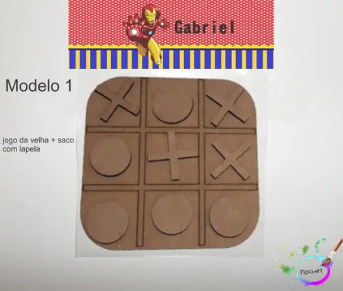 Jogo da Velha-cortado a Laser,sem Pintura-saco e Lapela