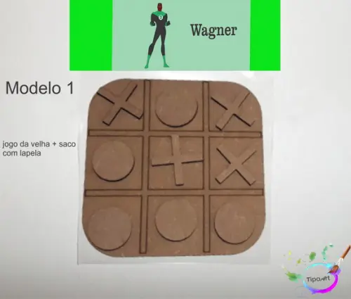 Jogo da Velha-cortado a Laser,sem Pintura-saco e Lapela