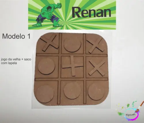 Jogo da Velha-cortado a Laser,sem Pintura-saco e Lapela