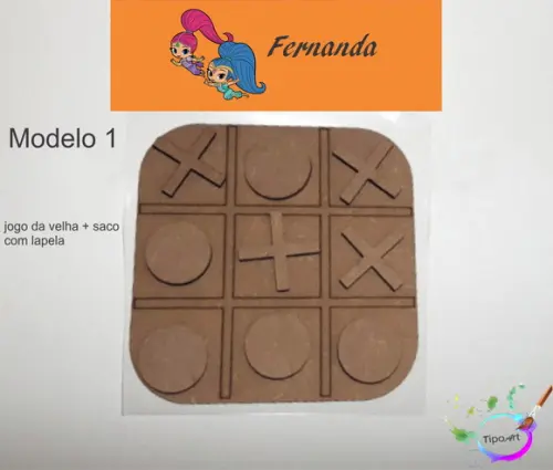 Jogo da Velha-cortado a Laser,sem Pintura-saco e Lapela