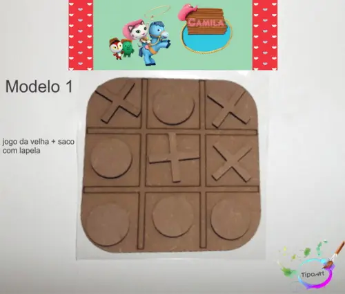 Jogo da Velha-cortado a Laser,sem Pintura-saco e Lapela