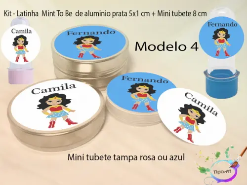 Kit Latinhas e Mini Tubetes - Mulher Maravilha