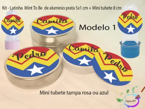 Kit Latinhas e Mini Tubetes - Mulher Maravilha