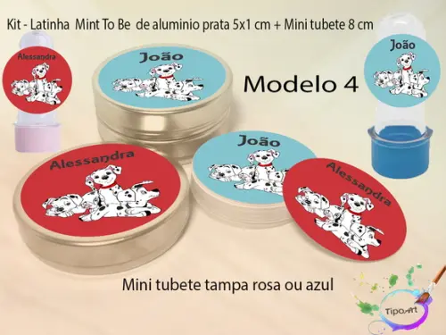 Kit Latinhas e Mini Tubetes -101 Dalmatas