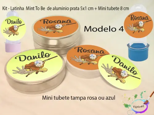 Kit Latinhas e Mini Tubetes -avatar Aang