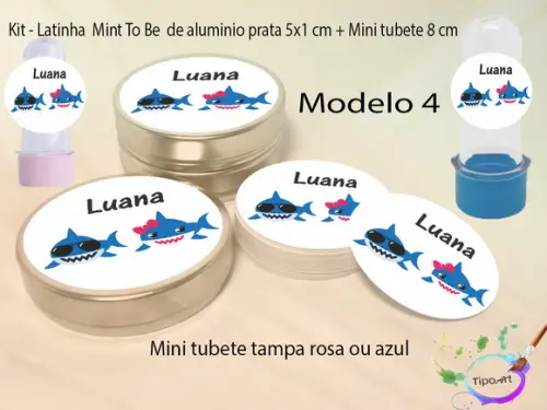 Kit Latinhas e Mini Tubetes -baby Shark