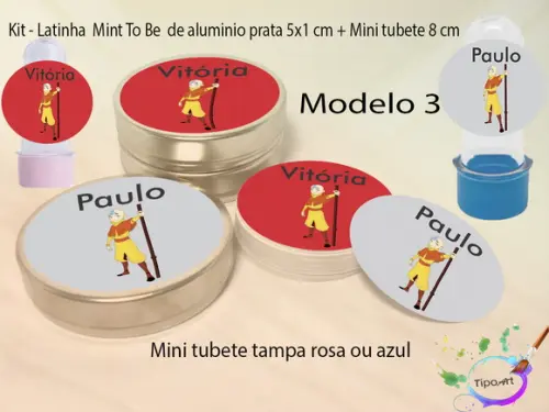 Kit Latinhas e Mini Tubetes -avatar Aang