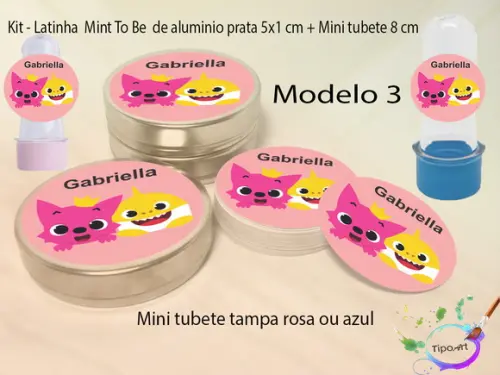Kit Latinhas e Mini Tubetes -baby Shark