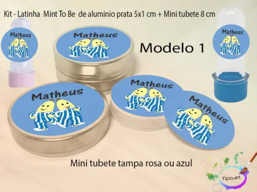 Kit Latinhas e Mini Tubetes -bananas de Pijama