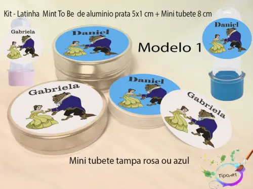 Kit Latinhas e Mini Tubetes -bela e a Ferra