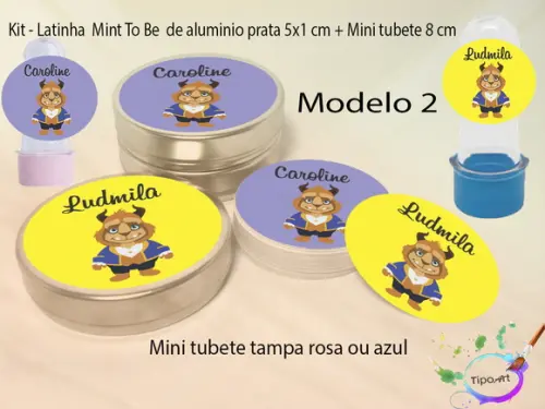 Kit Latinhas e Mini Tubetes -bela e a Ferra