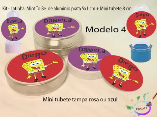 Kit Latinhas e Mini Tubetes -bob Esponja