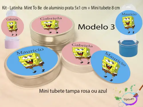 Kit Latinhas e Mini Tubetes -bob Esponja
