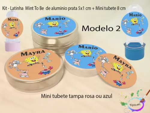 Kit Latinhas e Mini Tubetes -bob Esponja