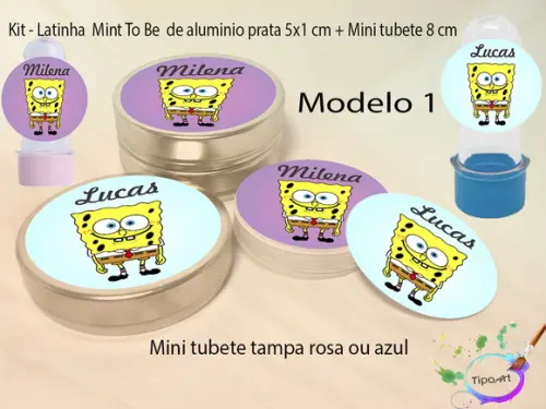 Kit Latinhas e Mini Tubetes -bob Esponja