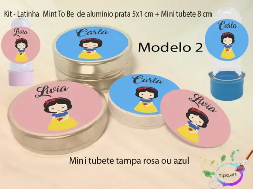 Kit Latinhas e Mini Tubetes -branca de Neve