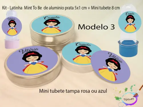 Kit Latinhas e Mini Tubetes -branca de Neve