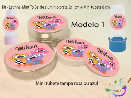 Kit Latinhas e Mini Tubetes -bubu e as Corujinhas